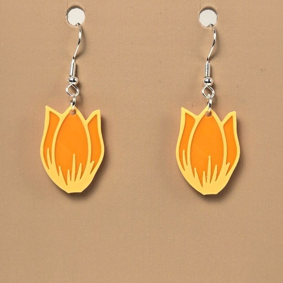 Boucle d'oreille en forme de Tulip avec crochets hypoallergéniques sans nickel
